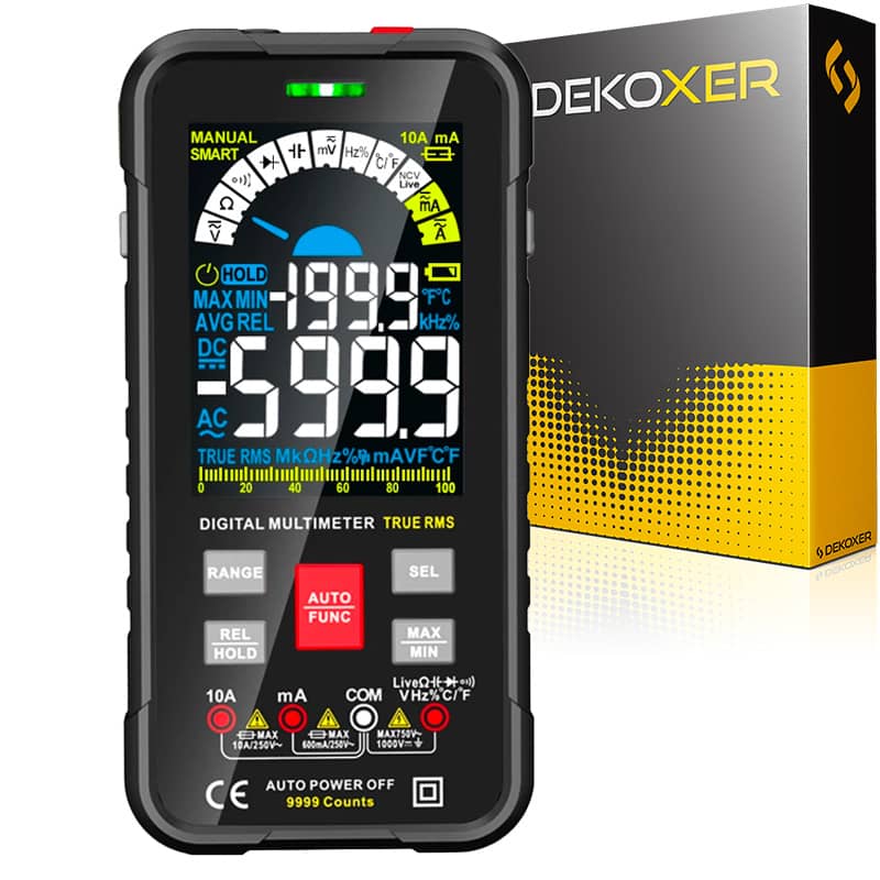 Multimètre digital CA/CC Dekoxer, Testeur tension, ohmmètre, Voltmètre