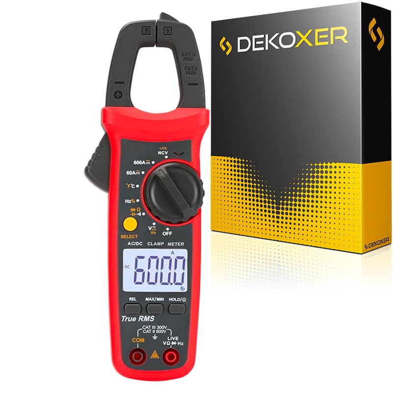 Pince ampèremètre et multimètre digital AC/DC Dekoxer rouge